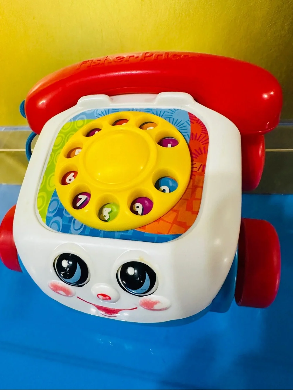 Fisher-Price VTG 2000 Colorful Pull-Along Rotary Phone Toy w/Sound & Eyes Move